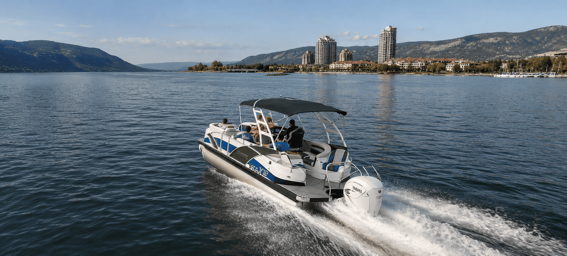 Our latest rental, The Godfrey 250 XP, is built for groups like yours, open water, and absolutely nowhere else to be.