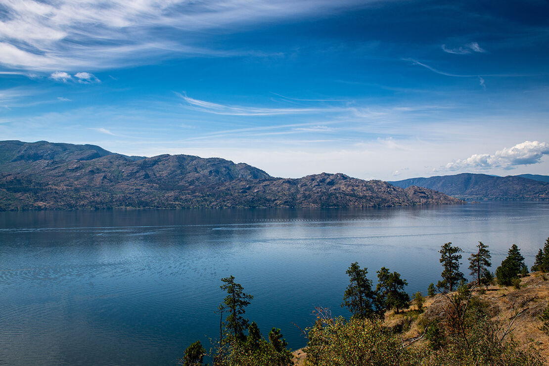 View of the Okanagan Lake near Paul&rsquo;s Tomb, the first stop on our northern boat route.&nbsp;